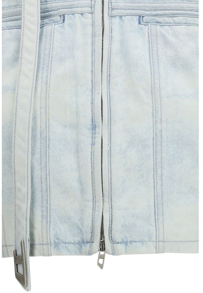 Diesel Diesel Blue Cotton Biker Jacket Blauw