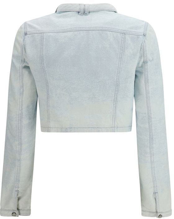 Diesel Diesel Blue Cotton Biker Jacket Blauw