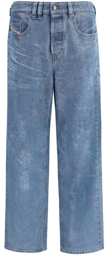 Diesel Diesel Blue Cotton Straight-Leg Jeans Blauw
