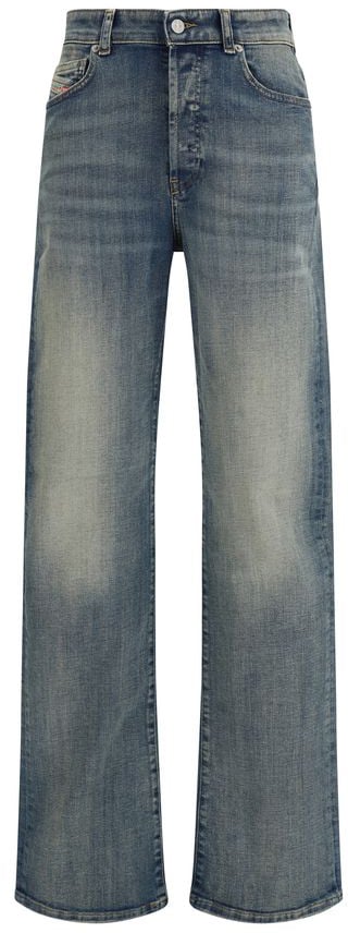 Diesel Diesel Blue Cotton Straight-Leg Jeans Blauw