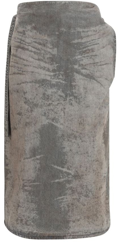 Diesel Diesel Gray Lyocell Midi Skirt Grijs