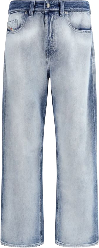Diesel Blue Cotton Bootcut Jeans Blauw