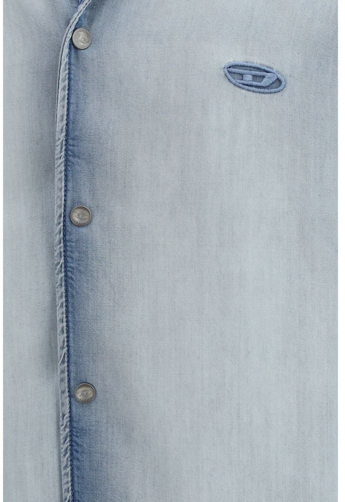 Diesel Blue Lyocell Shortsleeve Shirt Blauw