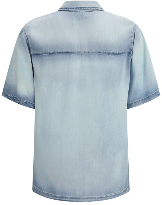 Diesel Blue Lyocell Shortsleeve Shirt Blauw