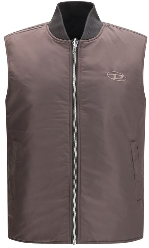 Diesel Brown Polyamide Sleeveless Jacket Bruin