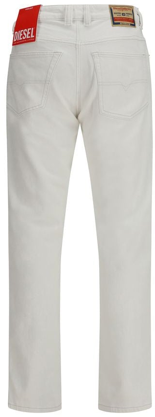 Diesel White Cotton Slim Fit Jeans Wit