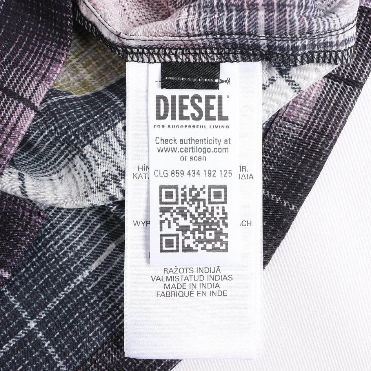 Diesel DIESEL Short-Sleeve Check Shirt With Poster Print in Multicolor, Size 48 IT Divers