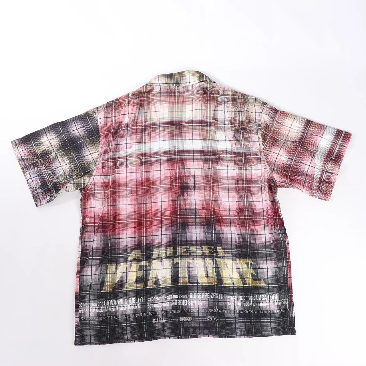Diesel DIESEL Short-Sleeve Check Shirt With Poster Print in Multicolor, Size 48 IT Divers