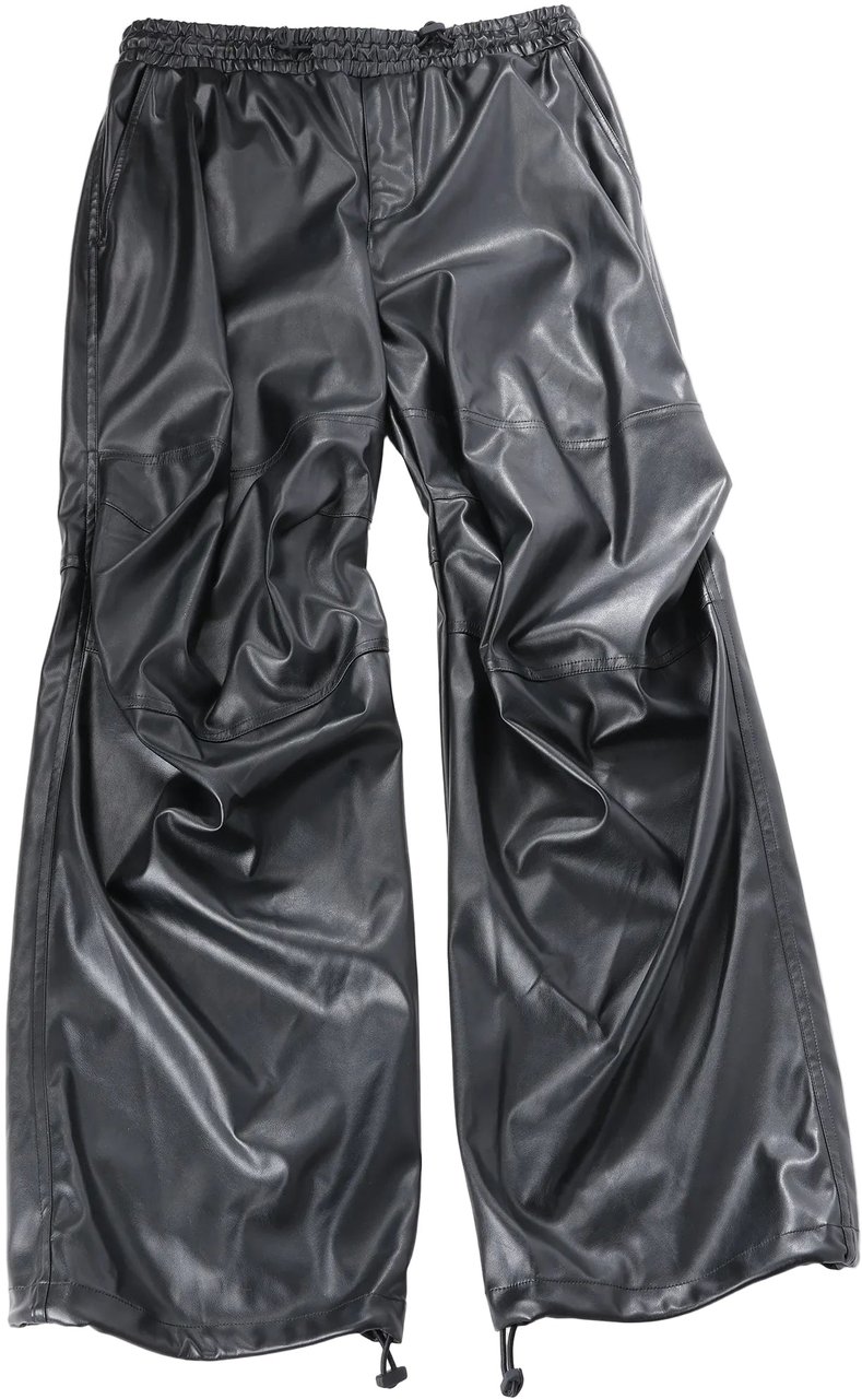 Diesel DIESEL Oversized Cargo Coated Fabric Trousers in Black p-MARTY-LTH, Size 48 IT Zwart