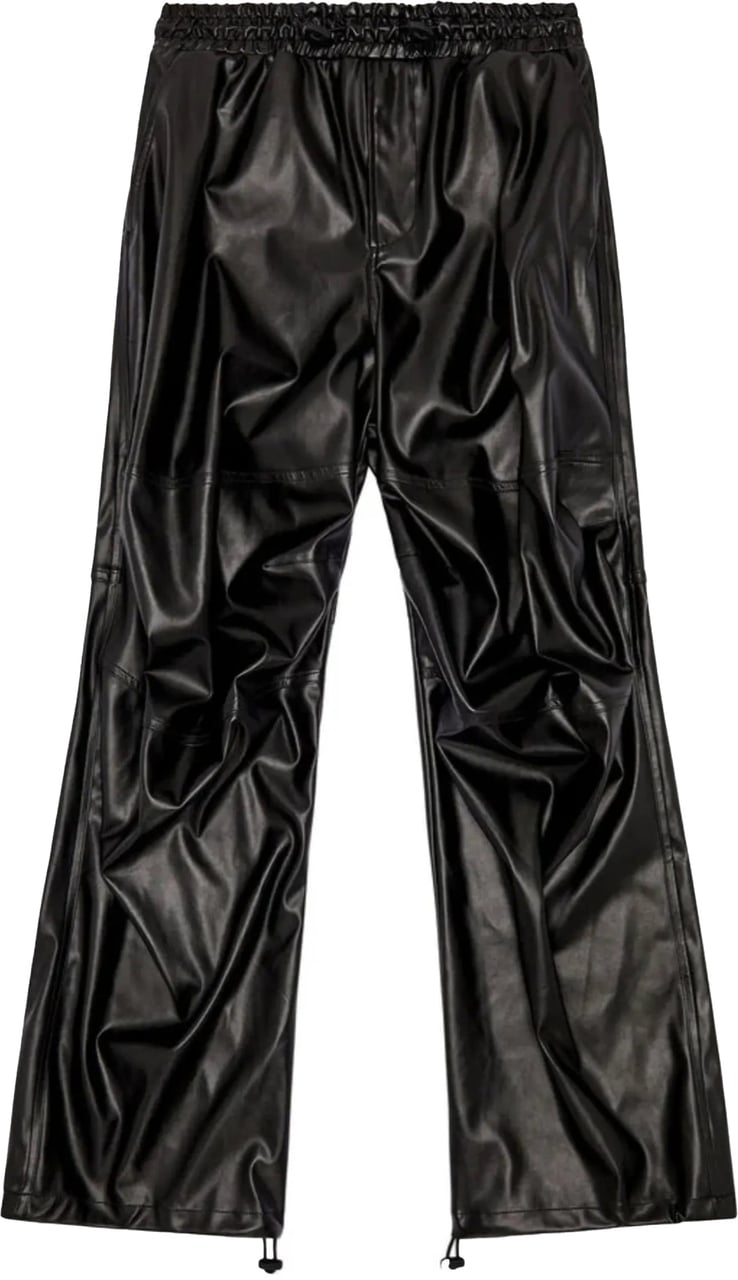 Diesel DIESEL Oversized Cargo Coated Fabric Trousers in Black p-MARTY-LTH, Size 48 IT Zwart