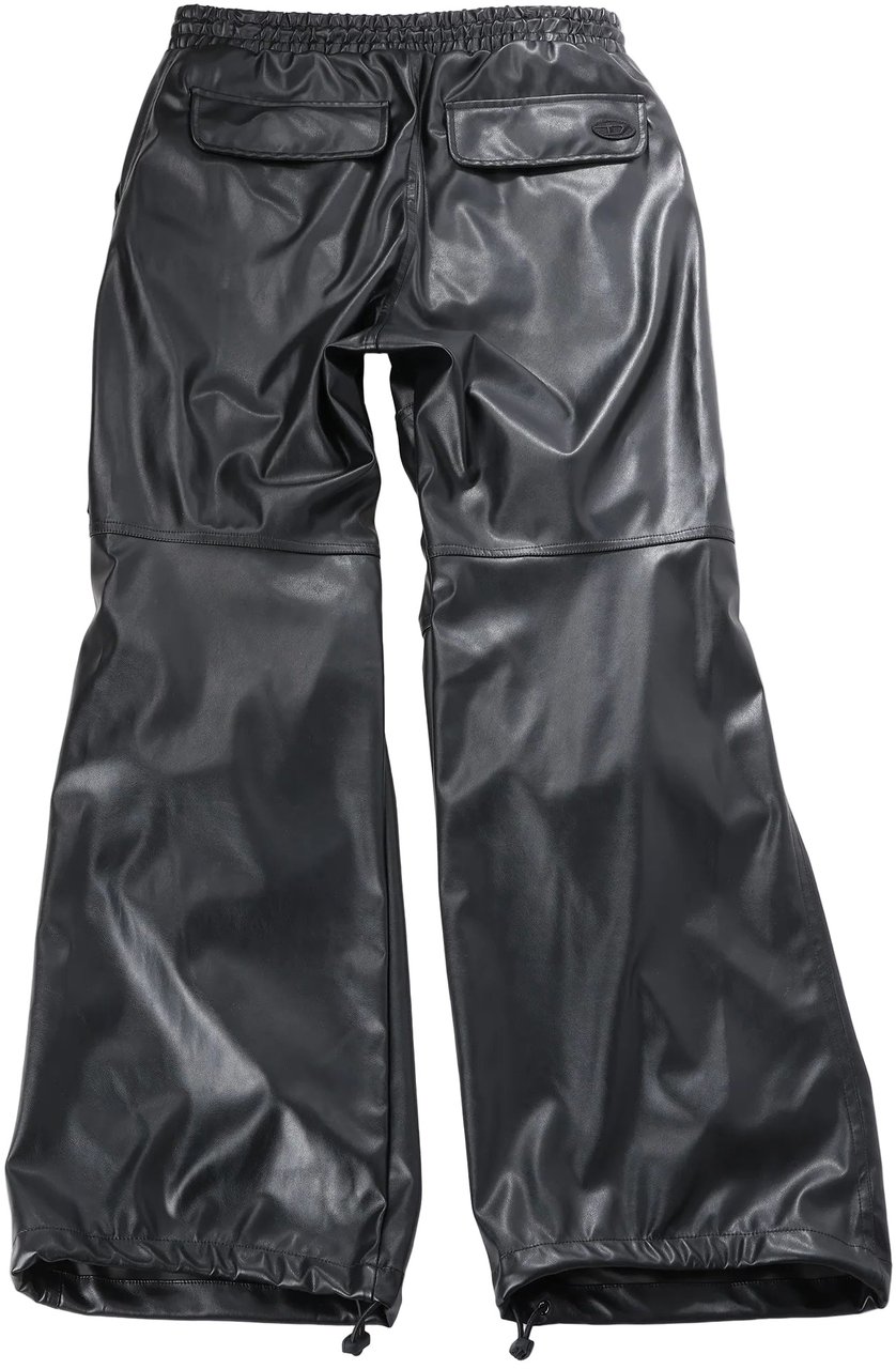 Diesel DIESEL Oversized Cargo Coated Fabric Trousers in Black p-MARTY-LTH, Size 48 IT Zwart