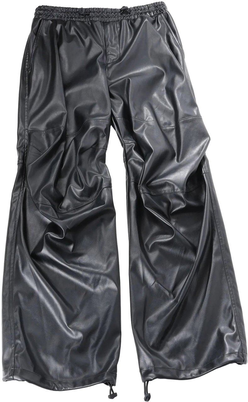 Diesel DIESEL Oversized Cargo Coated Fabric Trousers in Black p-MARTY-LTH, Size 48 IT Zwart