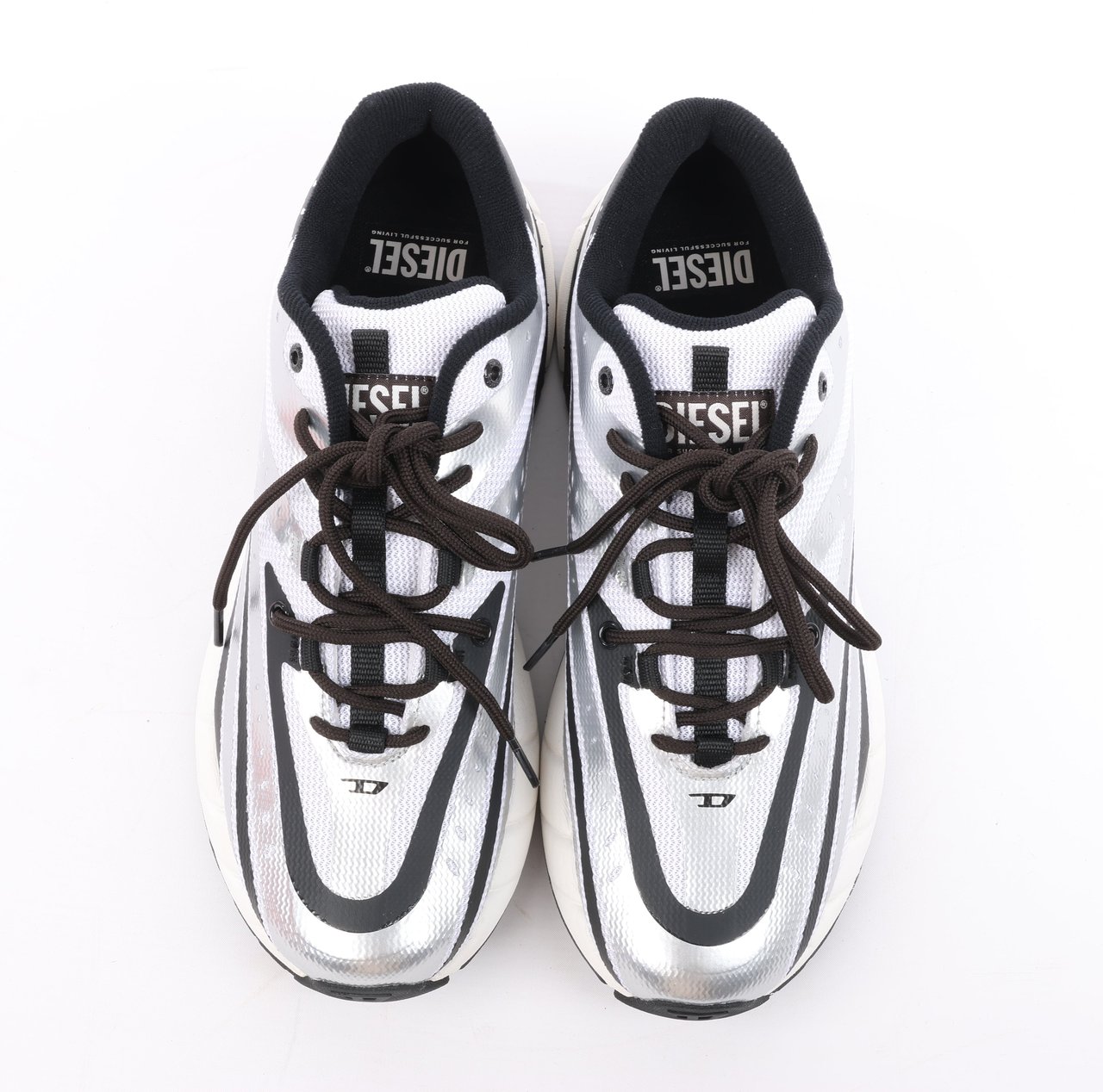 Diesel Diesel D-Airspeed Low-Striped Sneakers in Coated Ripstop in Silver, Size 43 EU Zilver