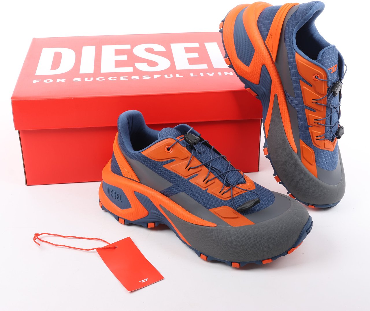 Diesel Diesel D-Cage Sneakers in Navy Blue x Orange, Size 43 EU Oranje