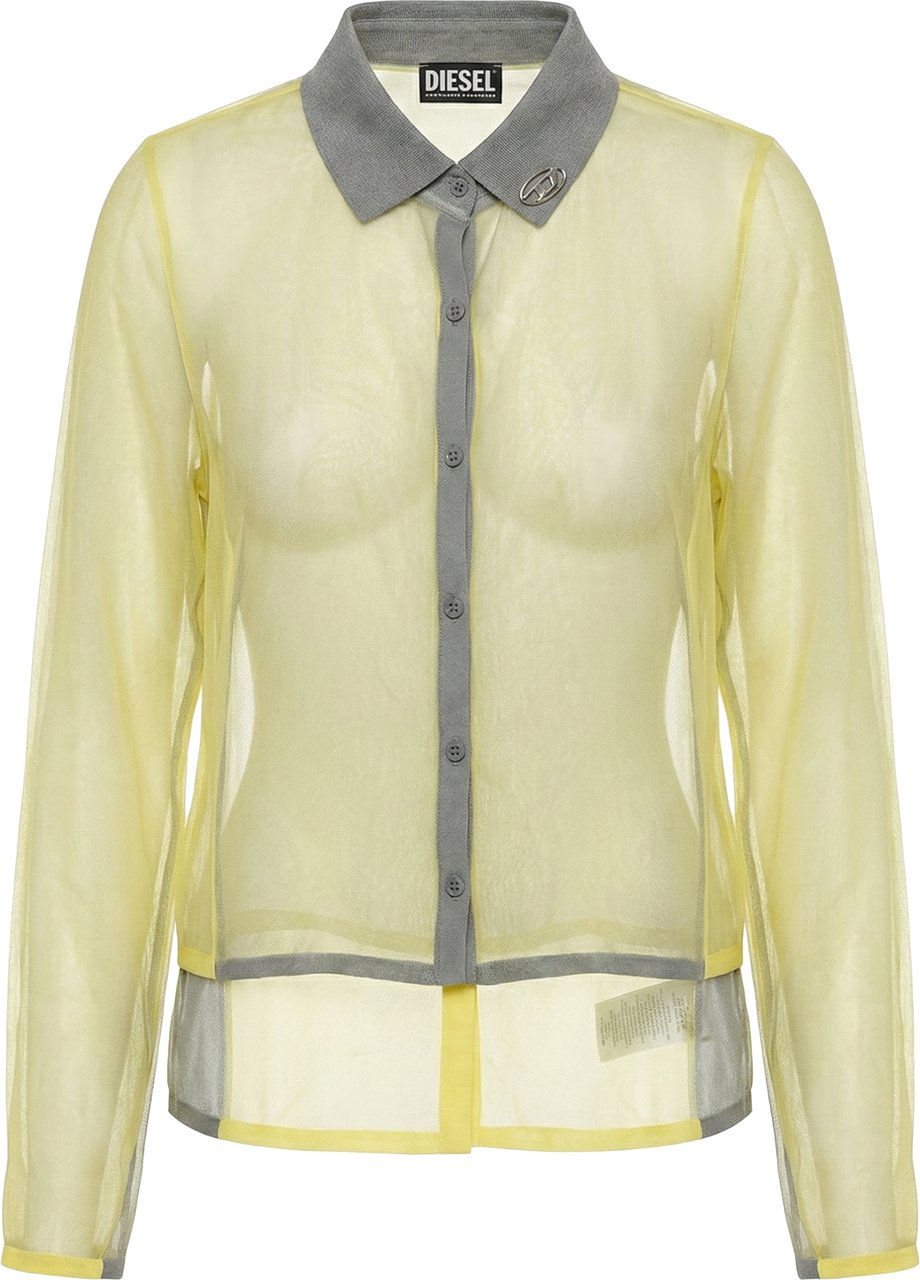 Diesel DIESEL Lurex-Detail Long-Sleeved Shirt in Yellow, Size S Geel