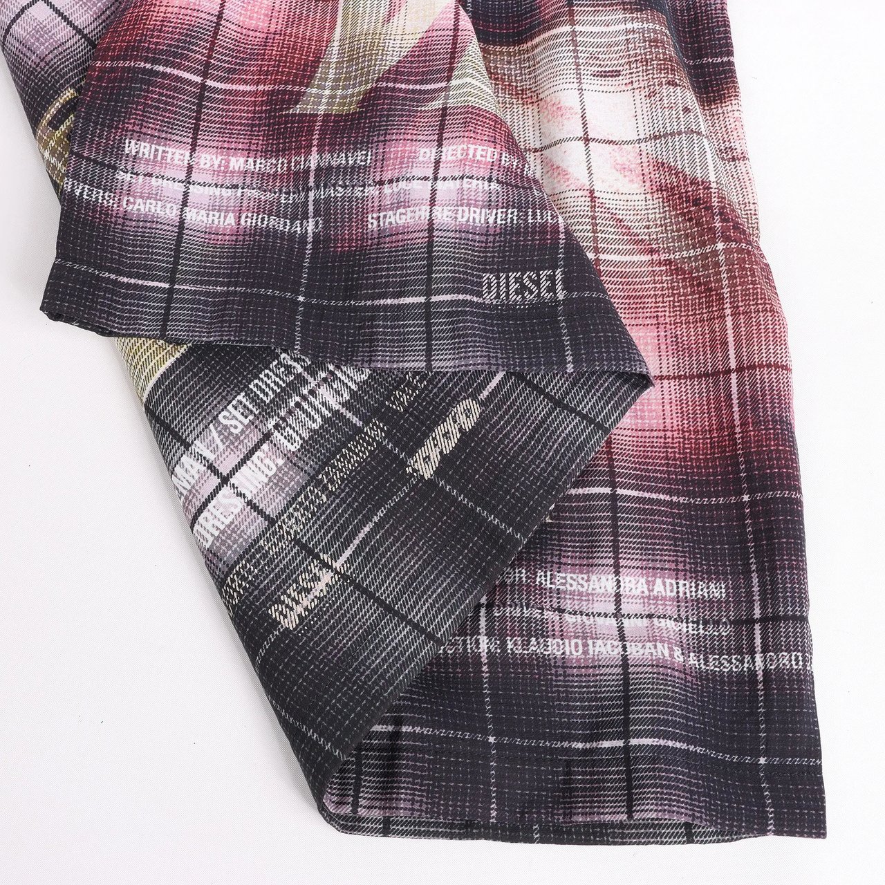 Diesel DIESEL Short-Sleeve Check Shirt With Poster Print in Multicolor, Size 48 IT Divers