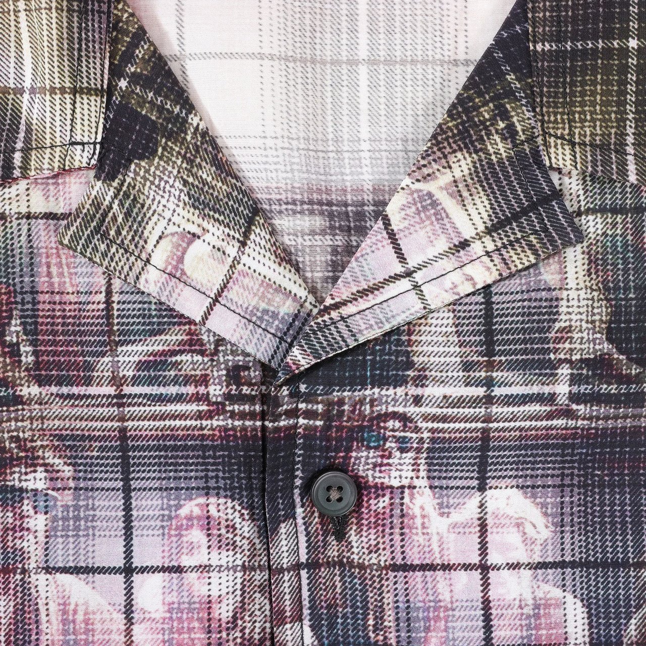 Diesel DIESEL Short-Sleeve Check Shirt With Poster Print in Multicolor, Size 48 IT Divers