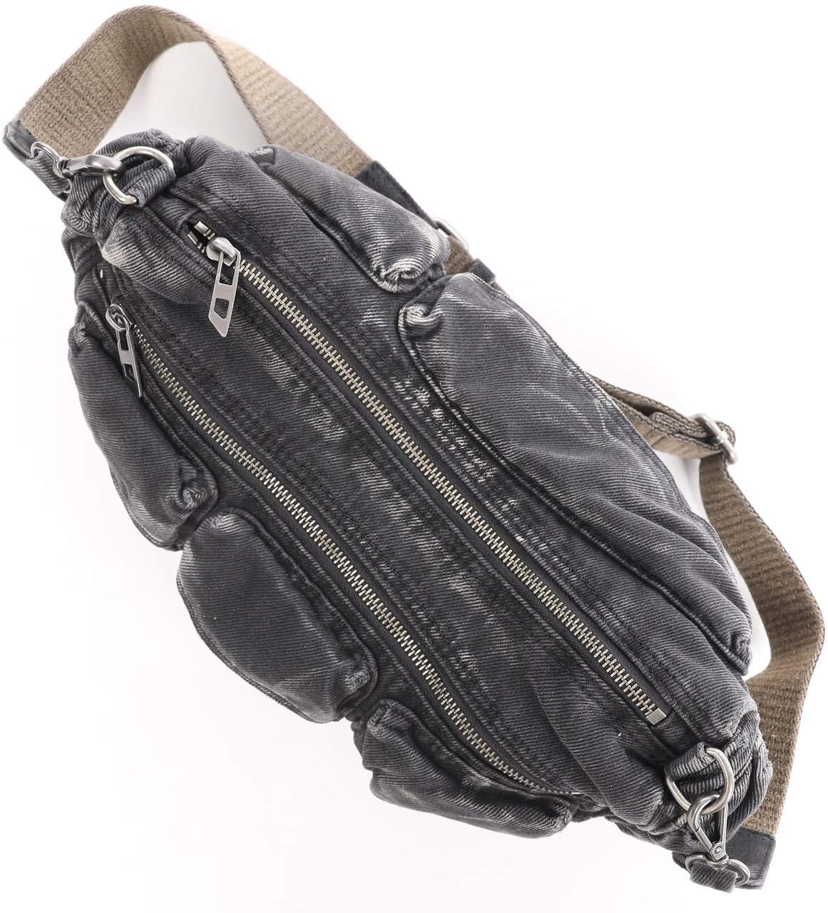 Diesel Multi-Pkts Multipocket Washed Denim Crossbody bag in Gray Grijs