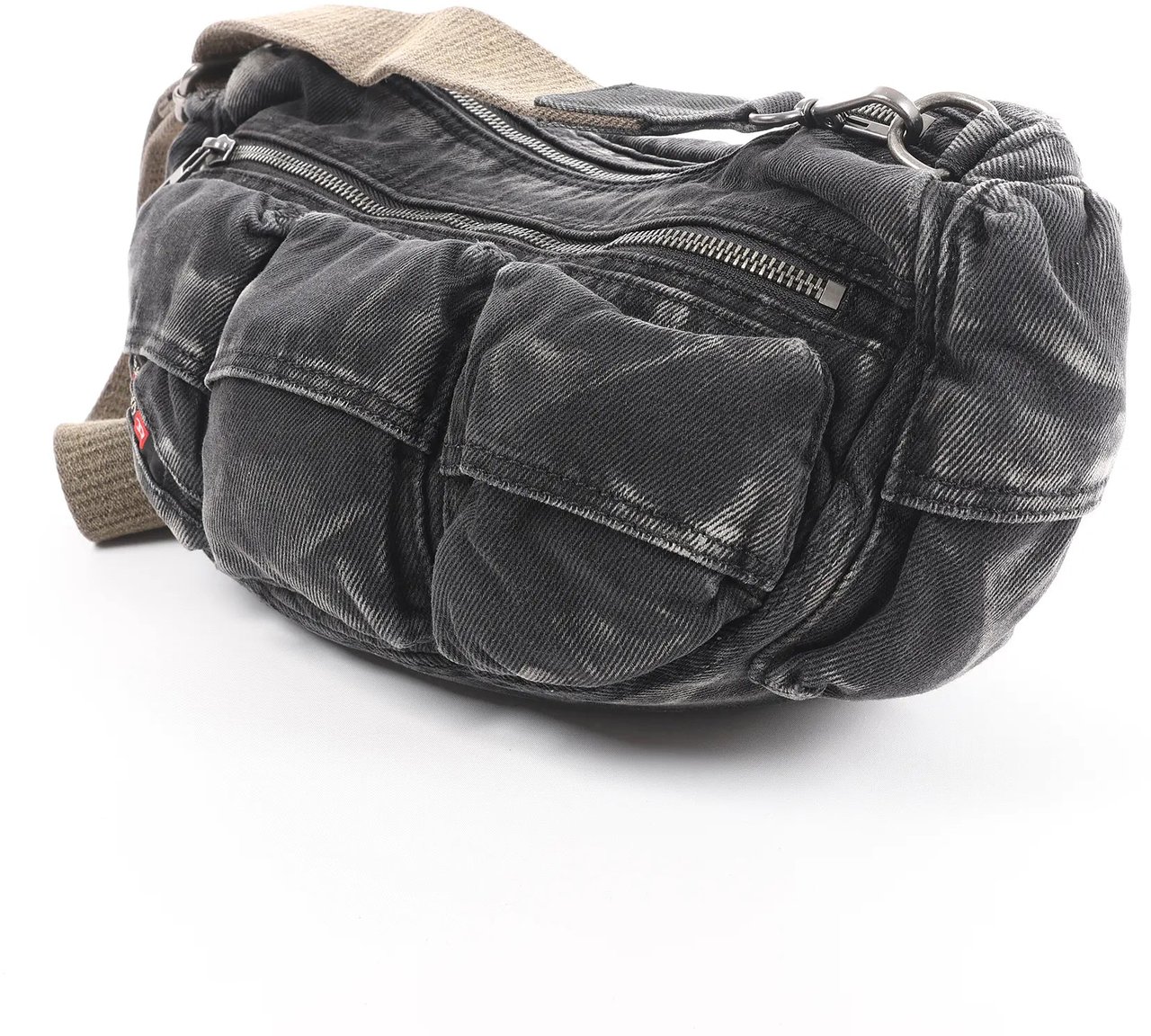 Diesel Multi-Pkts Multipocket Washed Denim Crossbody bag in Gray Grijs