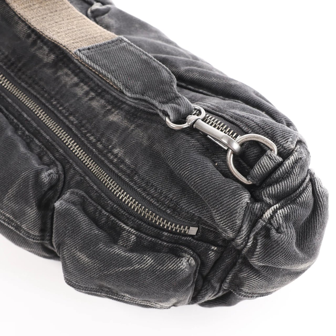 Diesel Multi-Pkts Multipocket Washed Denim Crossbody bag in Gray Grijs