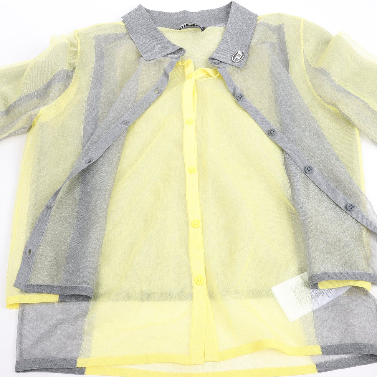 DIESEL Lurex-Detail Long-Sleeved Shirt in Yellow, Size S Divers