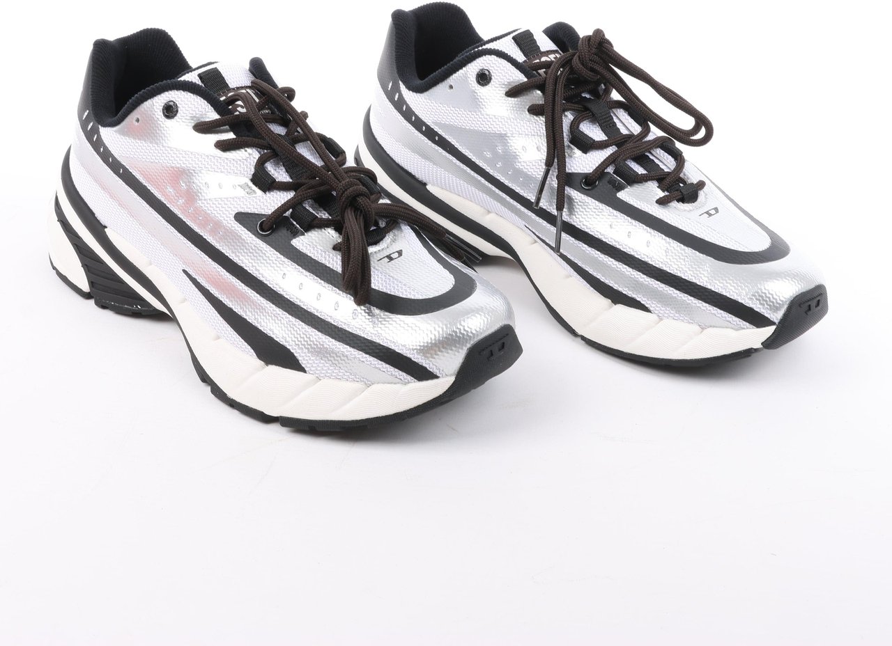 Diesel D-Airspeed Low-Striped Sneakers in Coated Ripstop in Silver, Size 43 EU Grijs