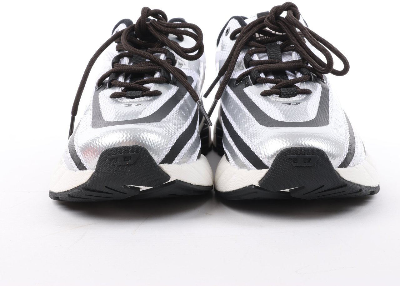 Diesel D-Airspeed Low-Striped Sneakers in Coated Ripstop in Silver, Size 43 EU Grijs