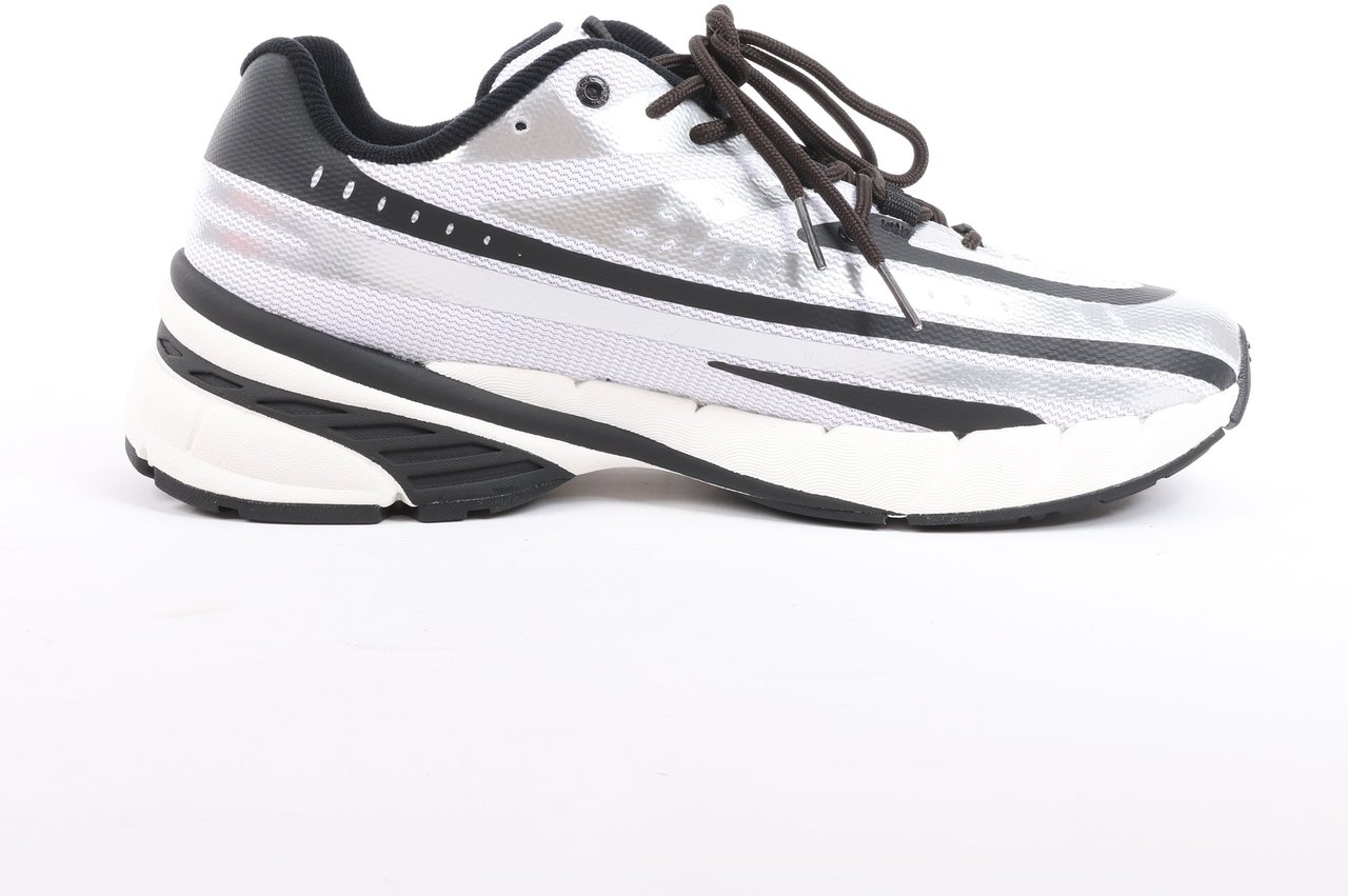Diesel D-Airspeed Low-Striped Sneakers in Coated Ripstop in Silver, Size 43 EU Grijs
