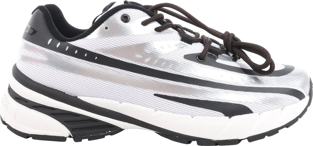 Diesel D-Airspeed Low-Striped Sneakers in Coated Ripstop in Silver, Size 43 EU Grijs
