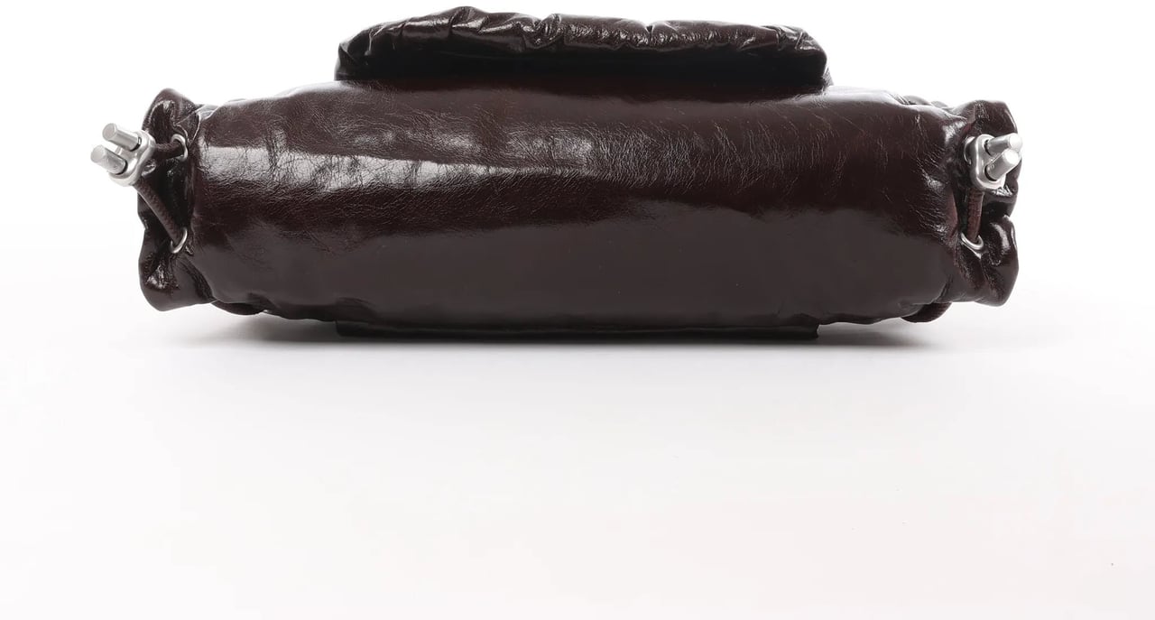 Diesel Scrunch-D Leather Shoulder Bag in Burgundy Maroon