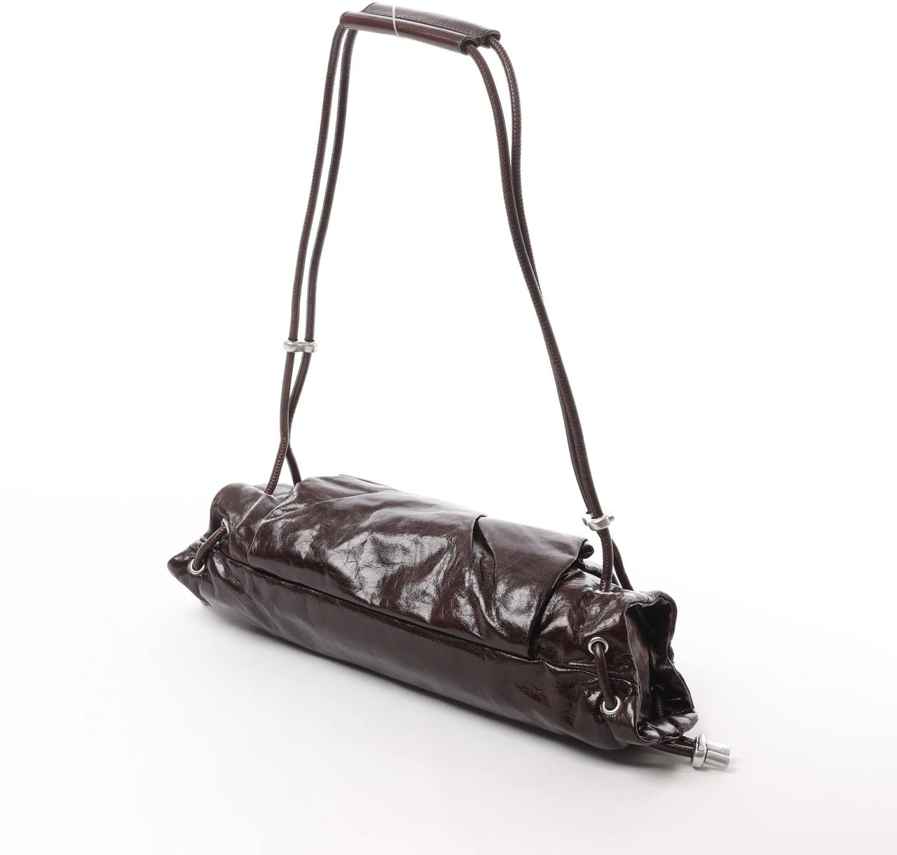 Diesel Scrunch-D Leather Shoulder Bag in Burgundy Maroon
