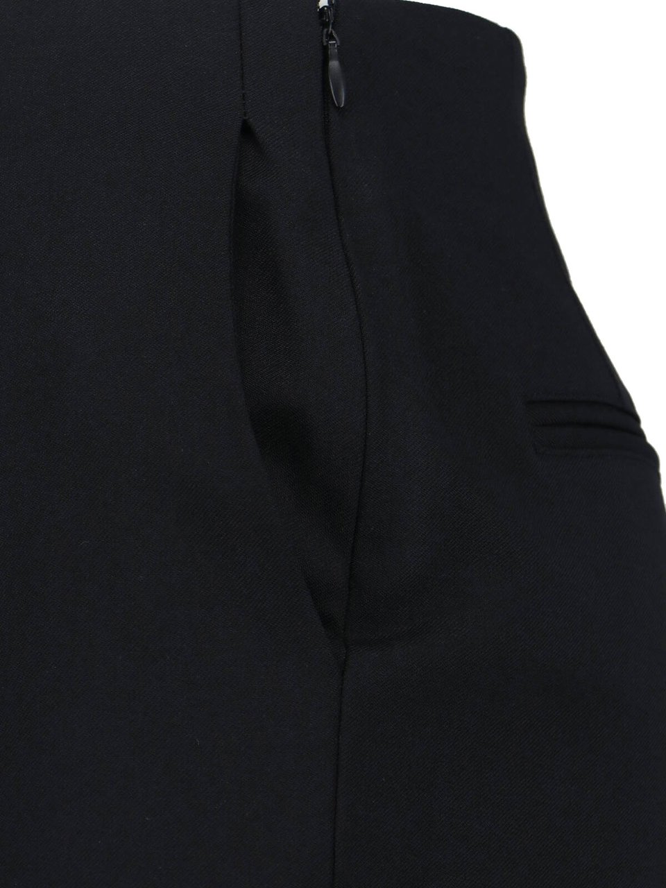 Diesel Straight-Leg Wool Blend Pants With Side Zipper And Logo Detail Zwart