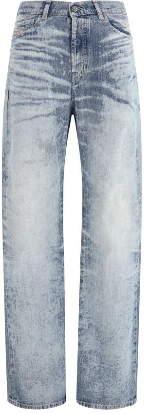 Diesel Diesel Blue Cotton Straight-Leg Jeans Blauw