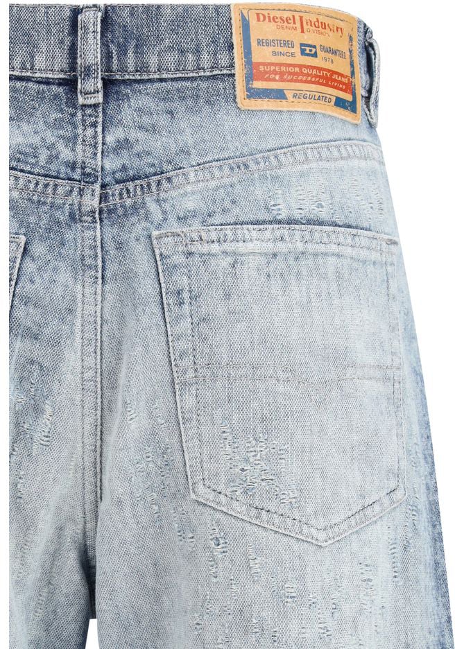 Diesel Diesel Blue Cotton Straight-Leg Jeans Blauw
