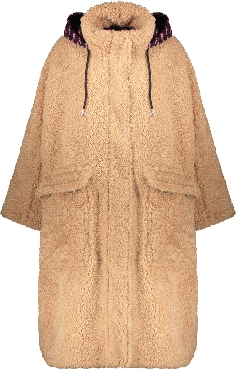 Diesel Soft beige coat with zipper and pockets Bruin