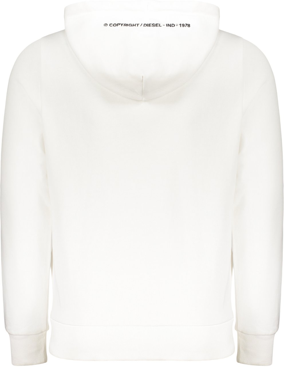 Diesel White hoodie with zipper, hood and pockets Wit
