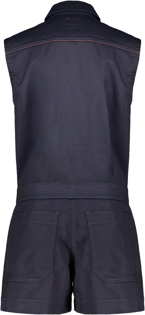 Diesel Short denim jumpsuit in dark blue without sleeves versatile Blauw