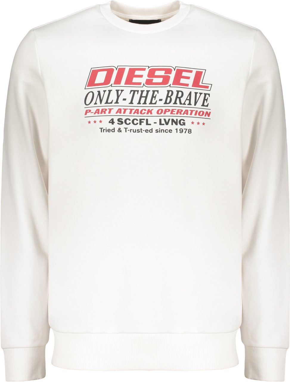 Diesel White hoodie with logo print Wit