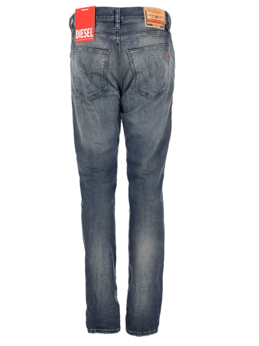 Diesel D-Strukt Cotton-Blend Whiskering Jeans Grijs