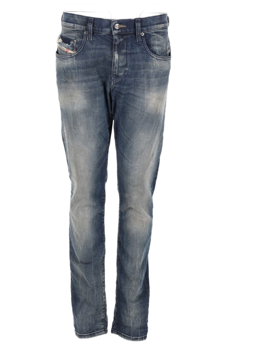 Diesel D-Strukt Cotton-Blend Whiskering Jeans Grijs