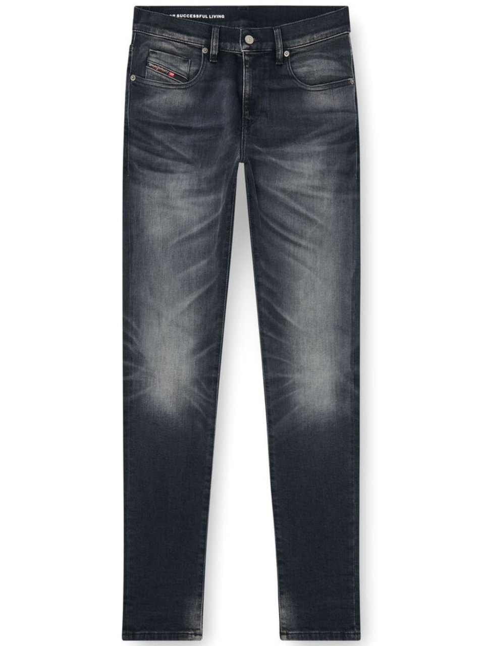 Diesel Slim-Fit Black Jeans With Subtle Whiskering Zwart