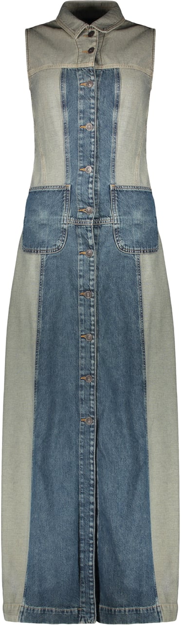 Diesel Long denim dress with modern details Blauw