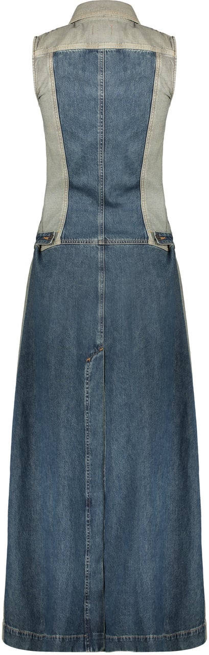 Diesel Long denim dress with modern details Blauw