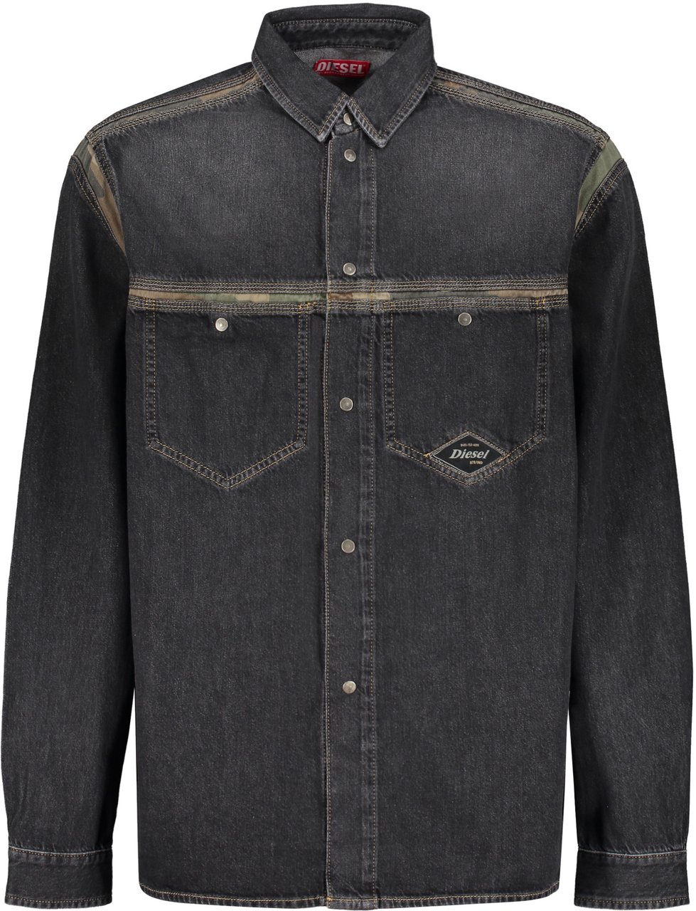 Diesel Shirt in denim with long sleeves Zwart
