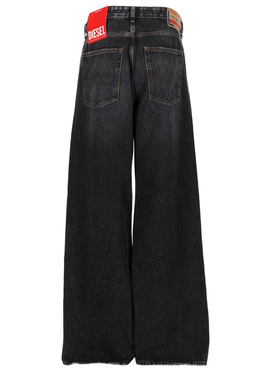 Diesel D-Rise Wide-Leg Faded Black Jeans Zwart