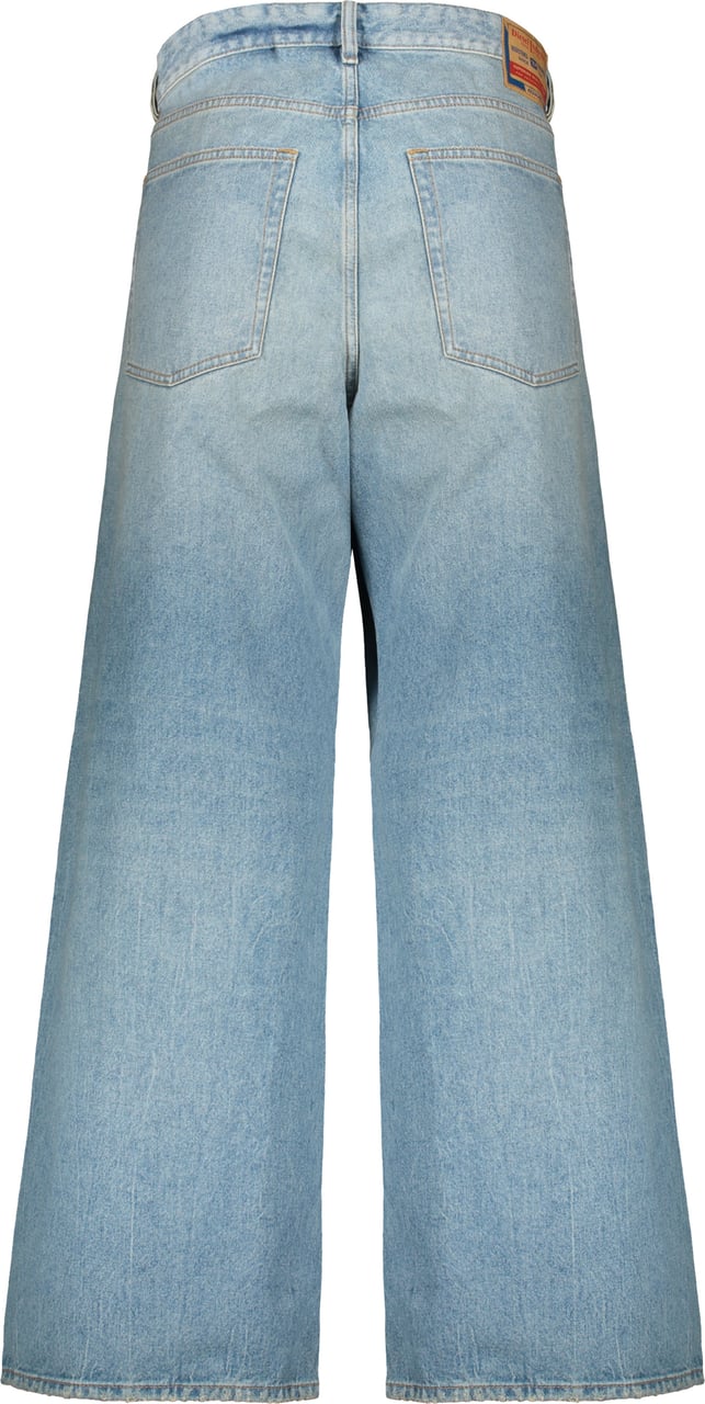 Diesel Light denim jeans with high waist and wide fit Blauw
