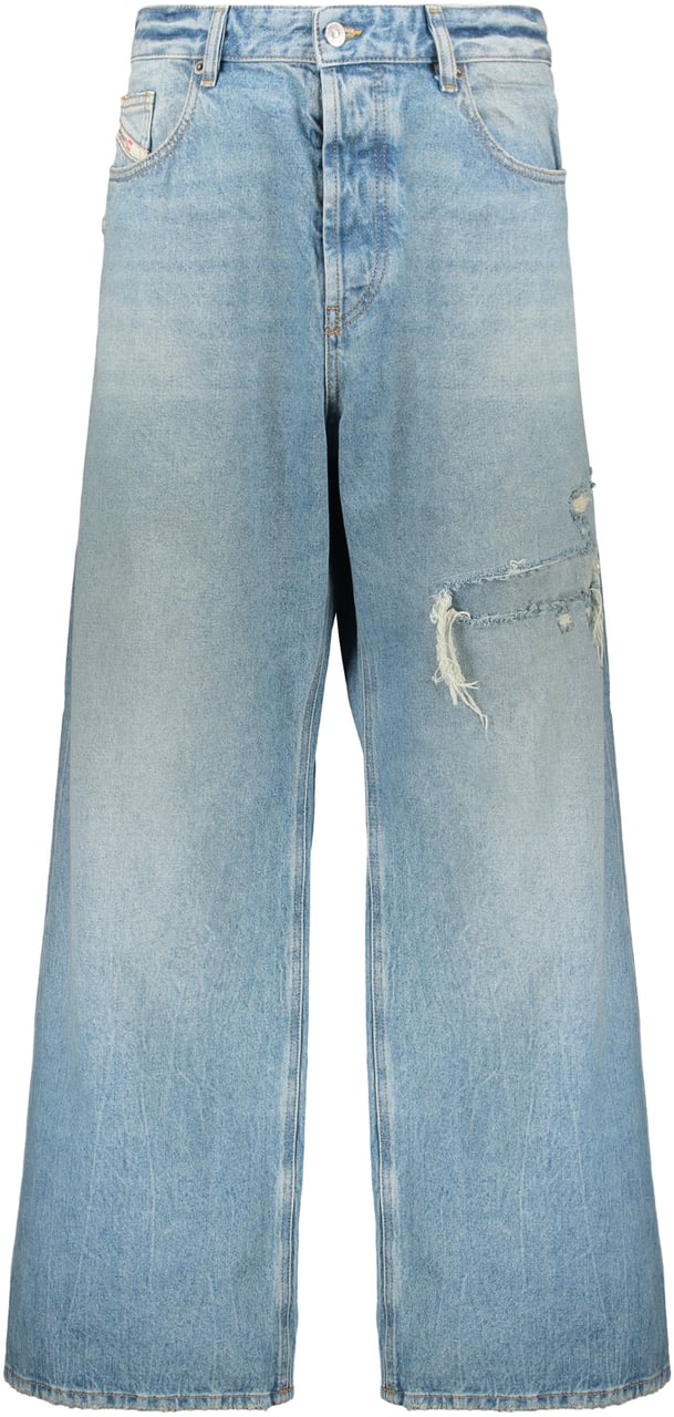 Diesel Light denim jeans with high waist and wide fit Blauw