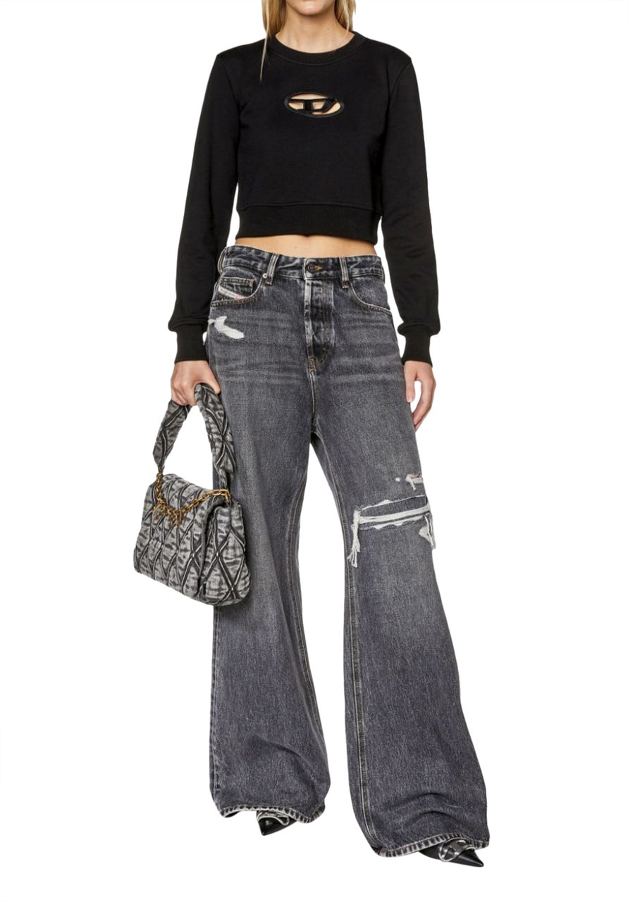 Diesel Cropped Sweatshirt Slimmy Od Black Zwart