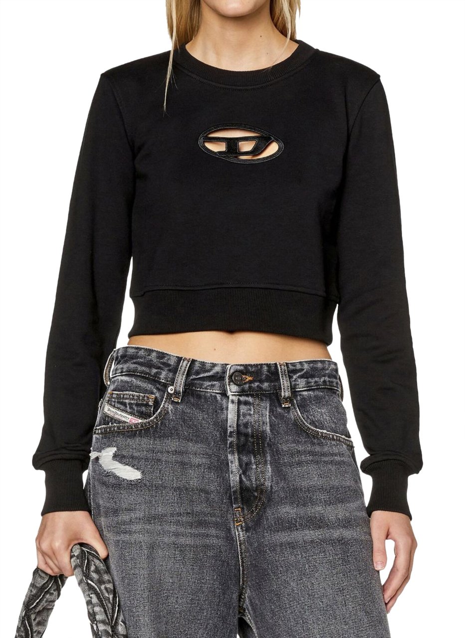 Diesel Cropped Sweatshirt Slimmy Od Black Zwart