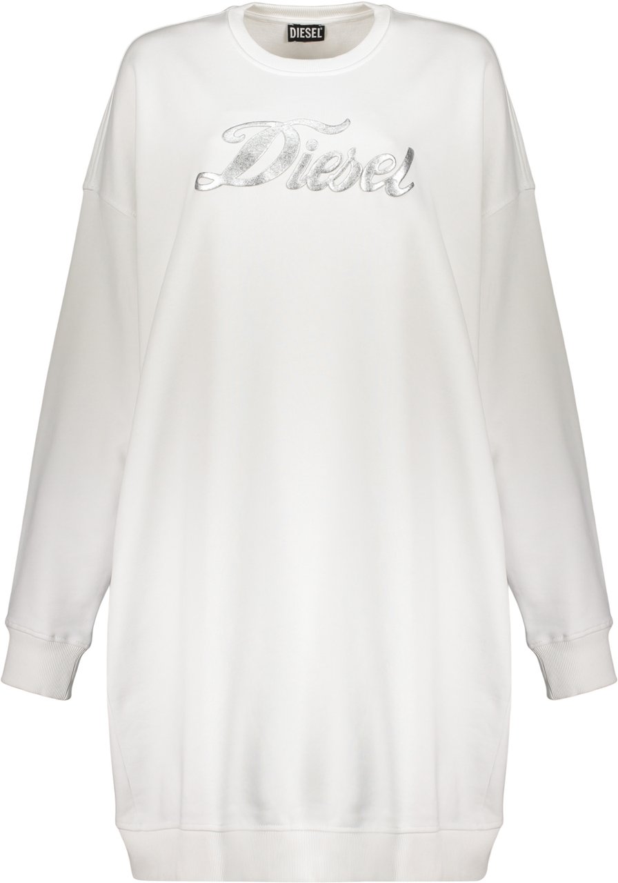 Diesel Logo print cotton sweaterdress Wit